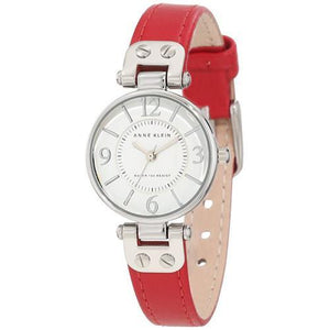 Anne Klein Women's 109443WTRD Silver-Tone White Dial and Red Leather Strap Watch -  - 1